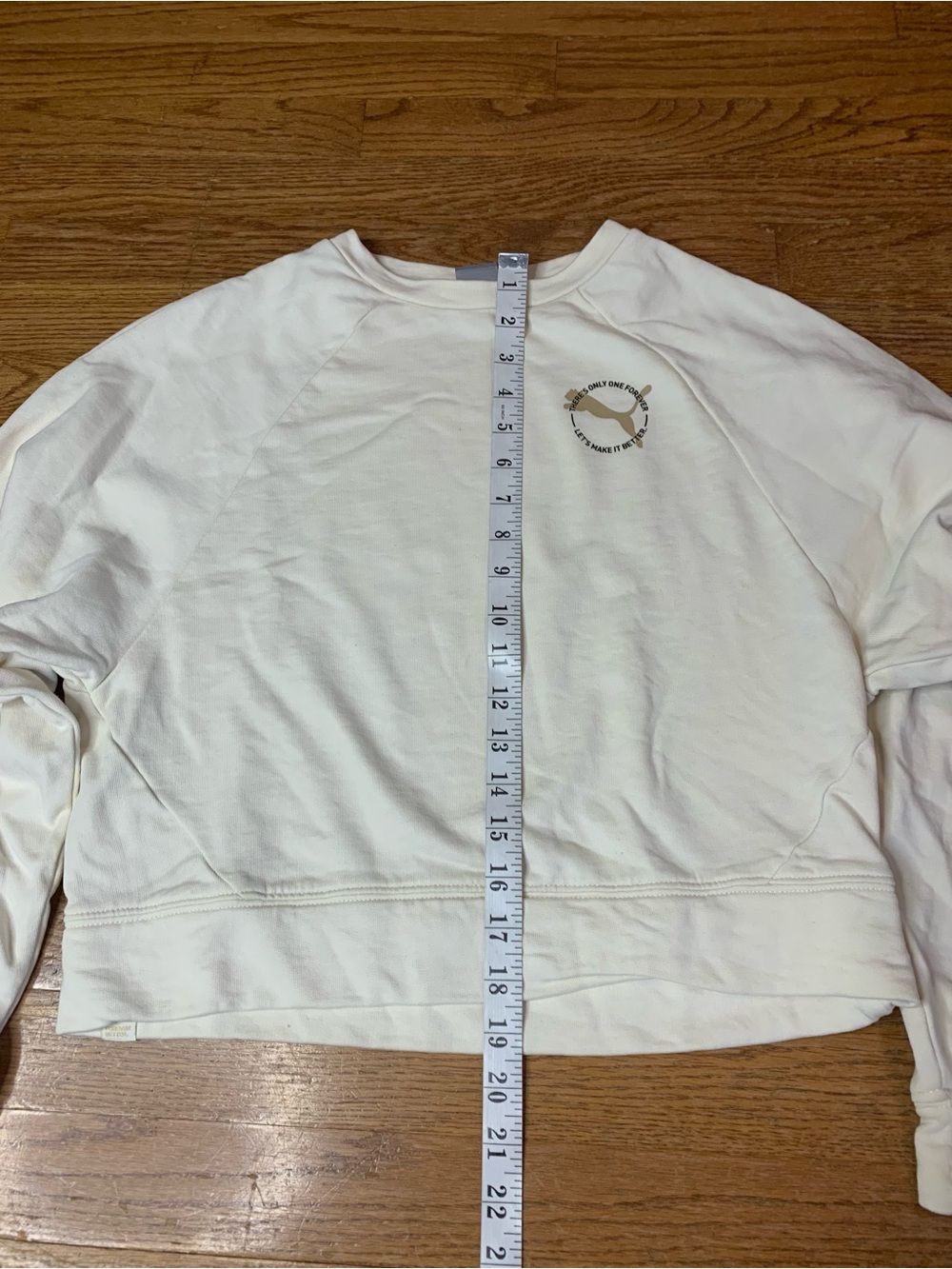 Puma Cream Off-White Graphic Crewneck Sweatshirt Small S - Picture 5 of 7